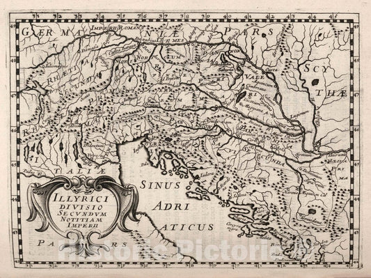 Historic Map : Croatia, Illyrici Divisio Secundum Notitiam Imperii, 1649 , Vintage Wall Art
