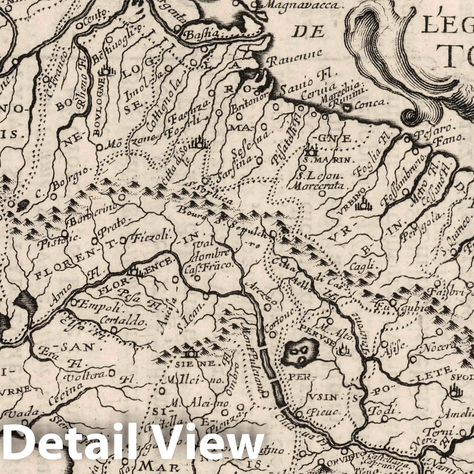 Papal States and Tuscany, 1649 - Historical Map Print