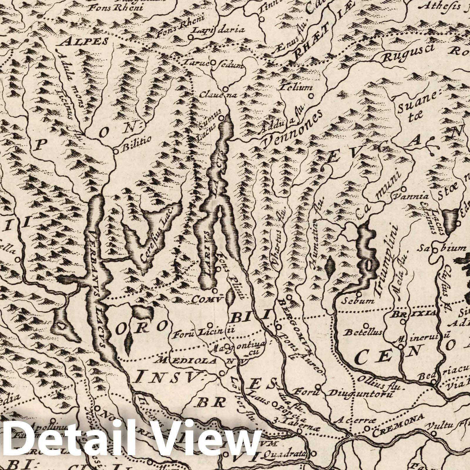 Northern Italy and Switzerland - Road Map, 1649 - Historical Map Print