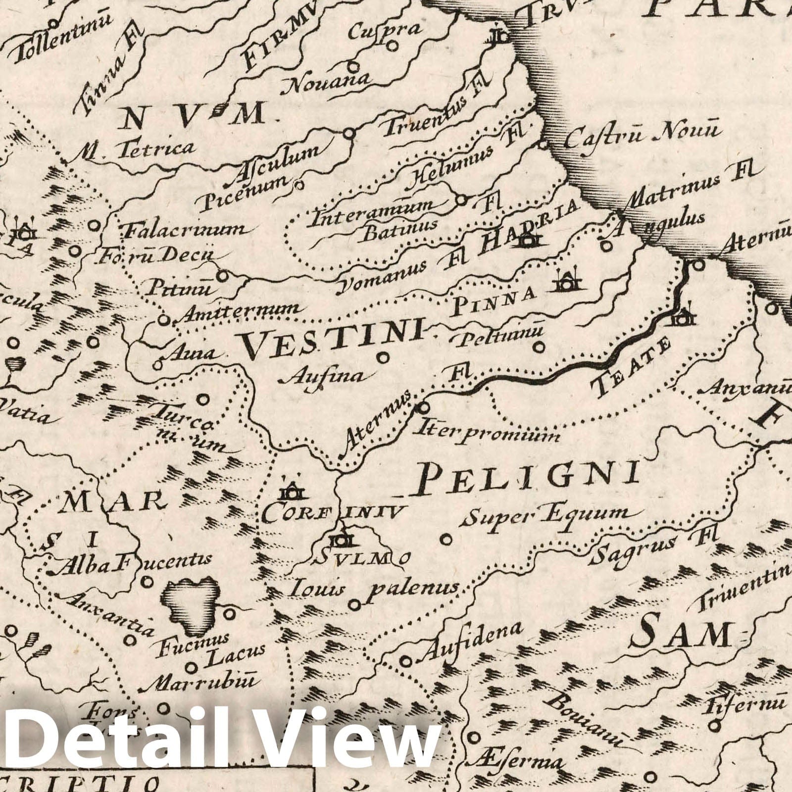 Latium, Italy 1649 - Historical Topographic Map Print