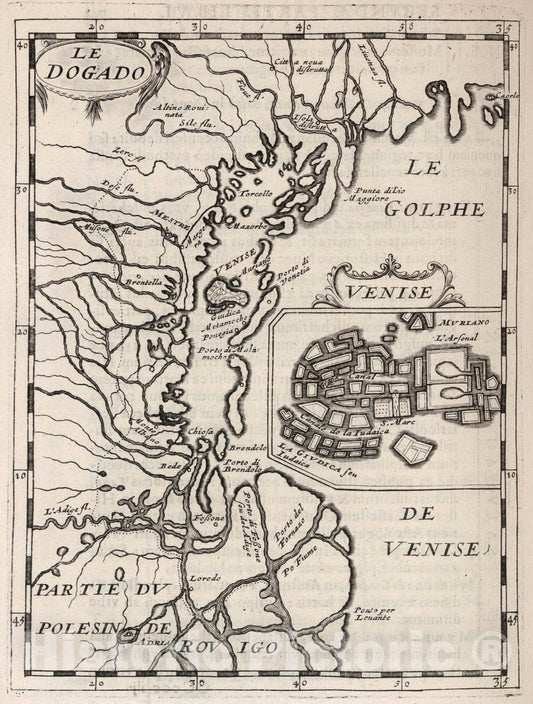 Historic Map : Dogado (Italy) Le Dogado. (Inset) Venice, 1649 , Vintage Wall Art