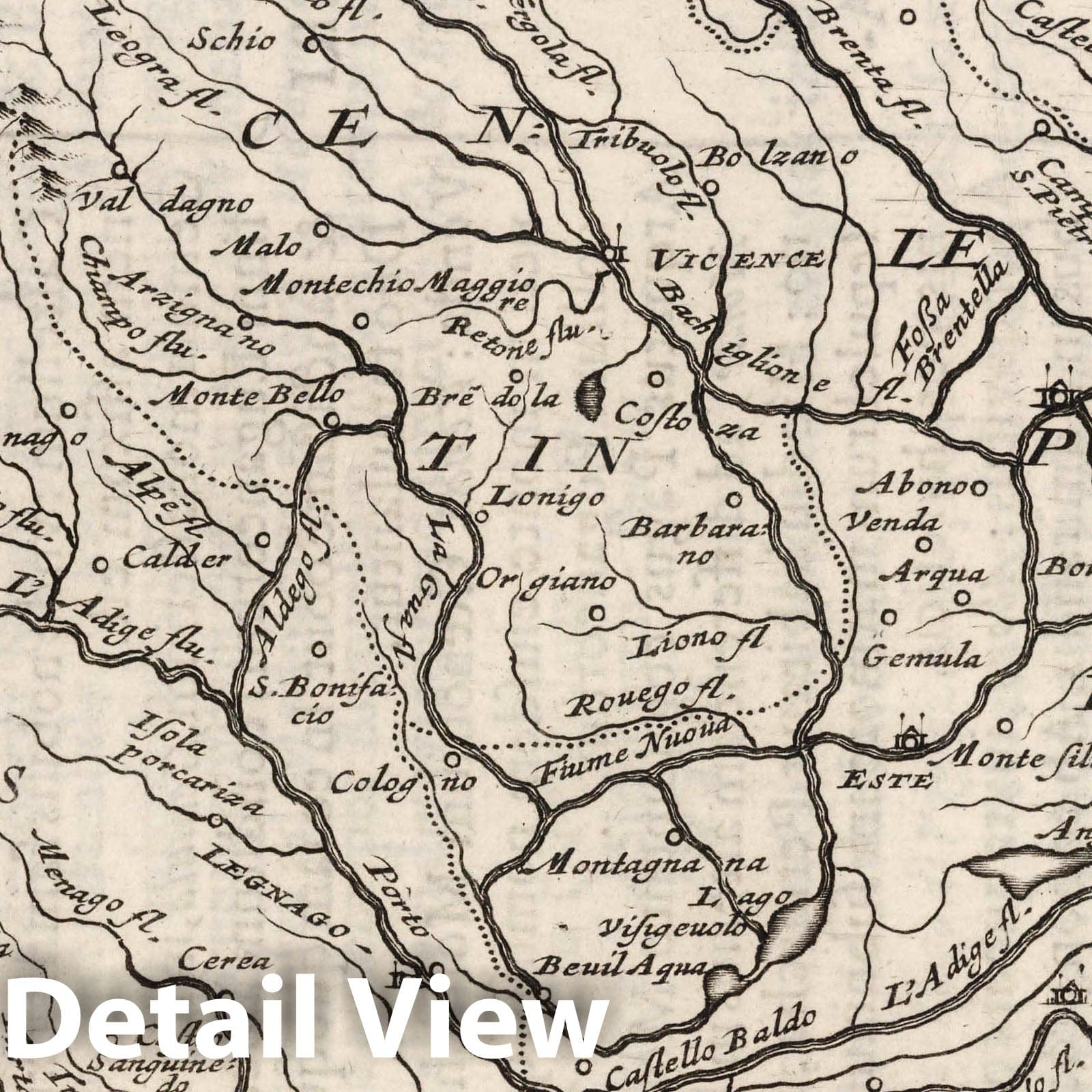 Verona, Vicenza, Padua, and Polesine, 1649 - Historical Map Print