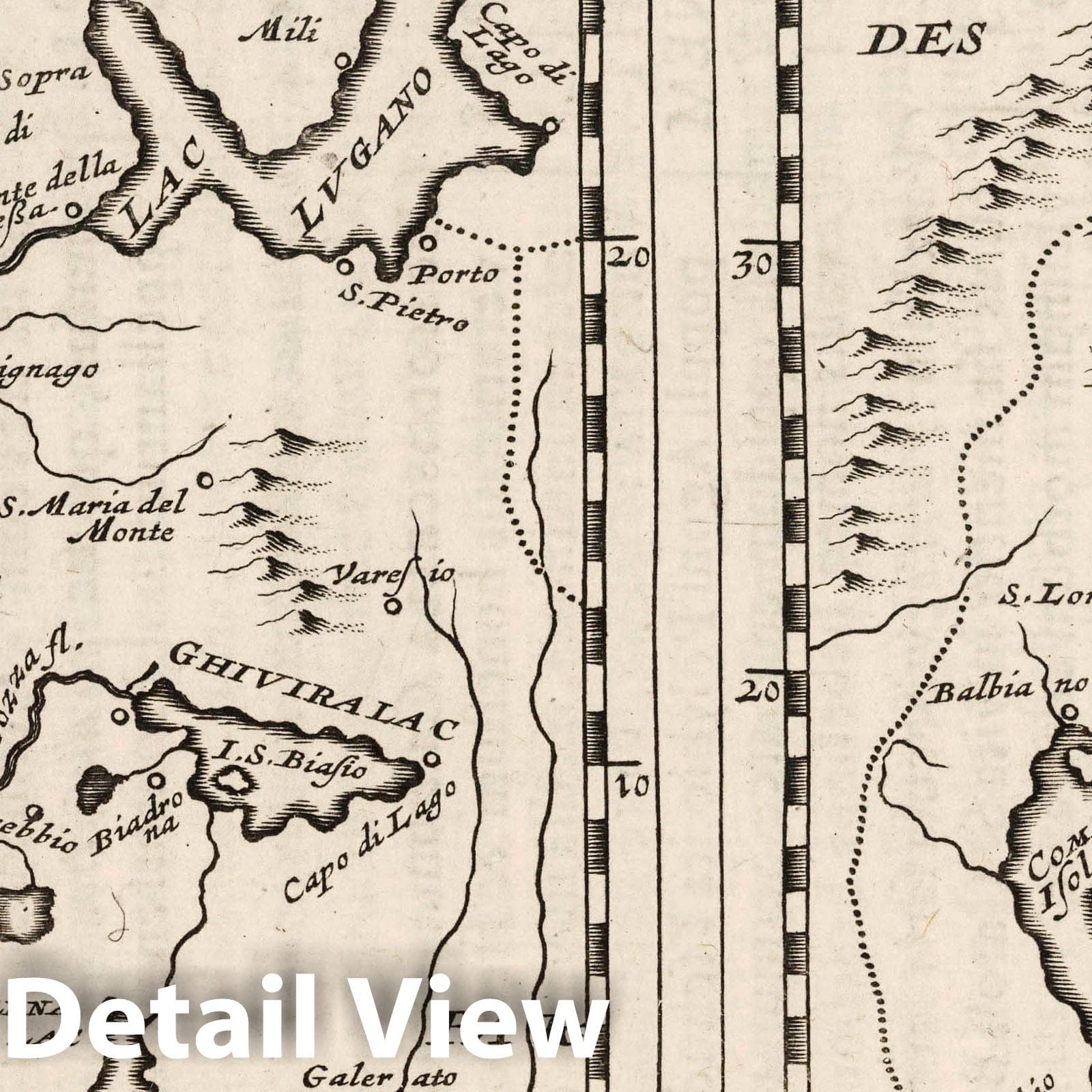 Lake Maggiore and Lake Como, 1649 - Historical Map Print