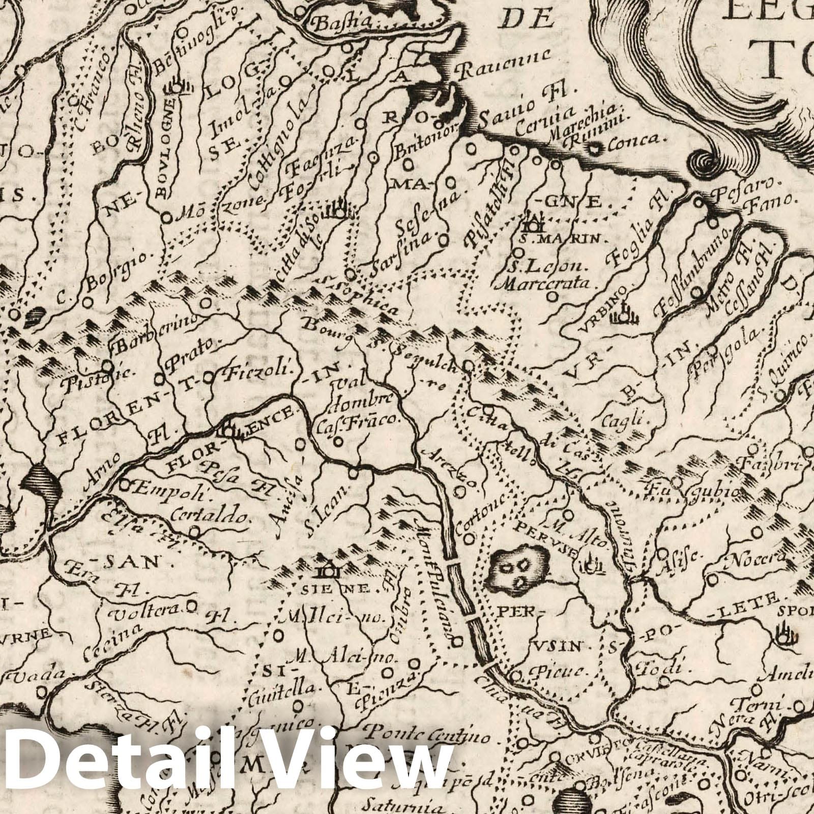 Papal States and Tuscany, 1649 - Historical Map Print