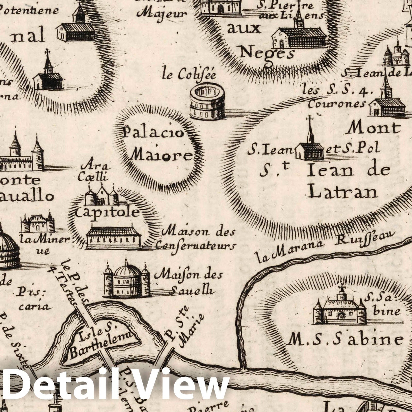 Rome, Italy 1649 Historical City Plan Map Print