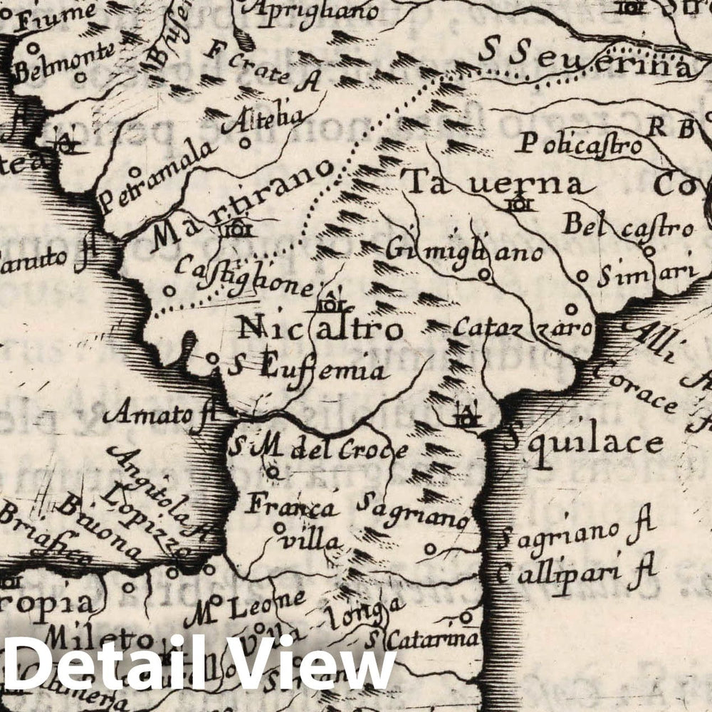 Historic Map : Calabria (Italy) La Haulte et Basse Calabre, 1649 , Vintage Wall Art
