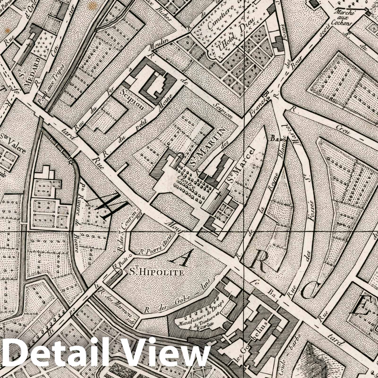 Paris, Saint-Hippolyte and Faubourg Saint-Marcel - Plan No. 29, 1766 - Historical Map Print
