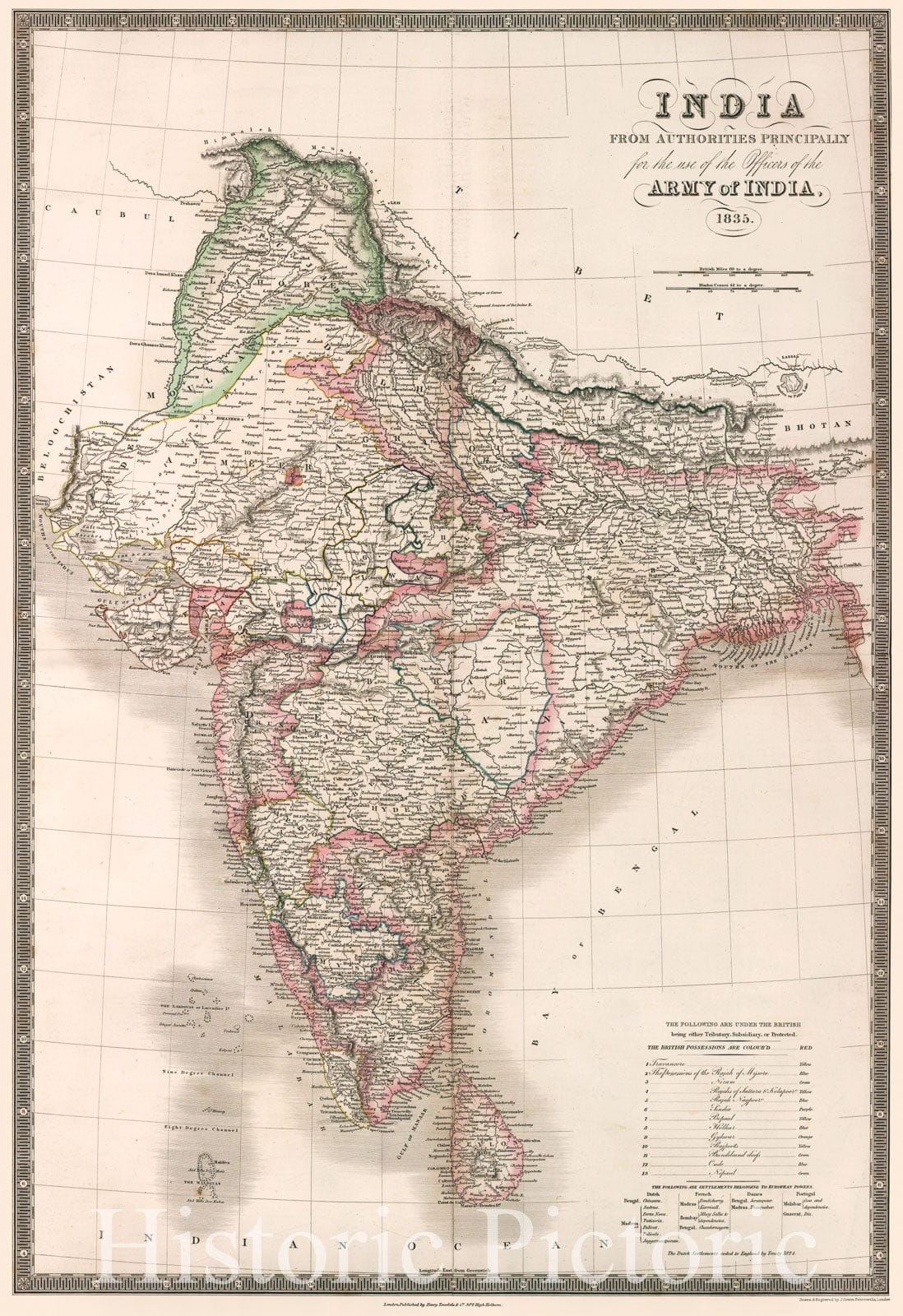 Historic Map : 1835 World - India : from authorities principally for the use of the Officers of the Army of India, 1835. - Vintage Wall Art