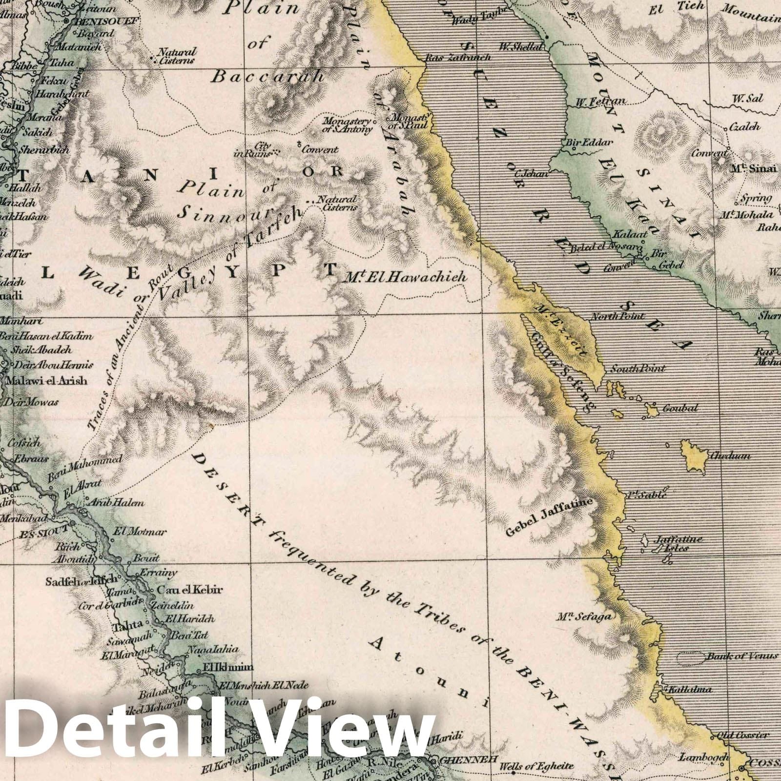 Egypt - Road Map, 1836 - Historical Map Print