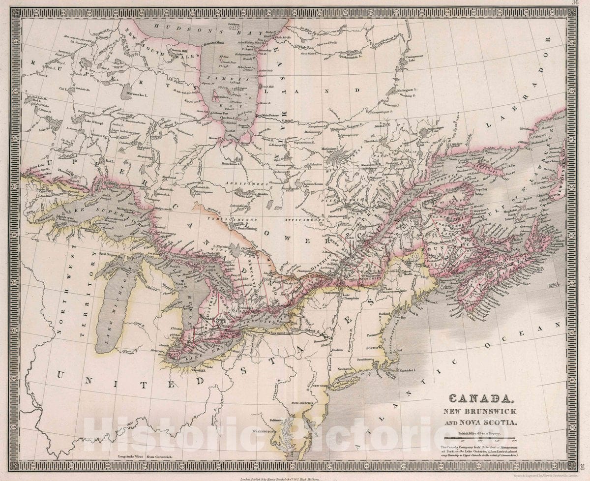 Historic Map : Canada, New Brunswick and Nova Scotia, 1836 Atlas - Vintage Wall Art