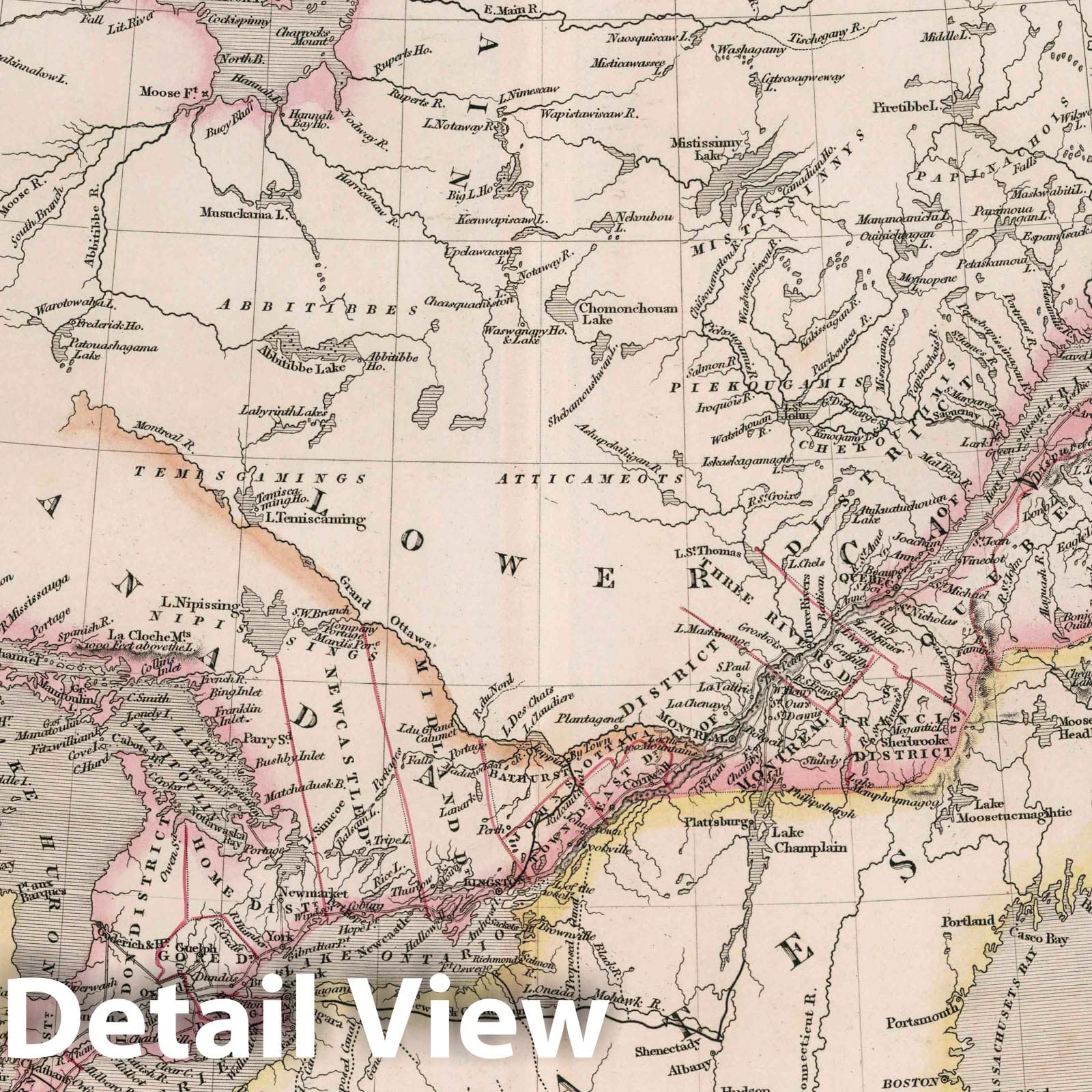 Canada, New Brunswick and Nova Scotia - Road Map, 1836 - Historical Map Print