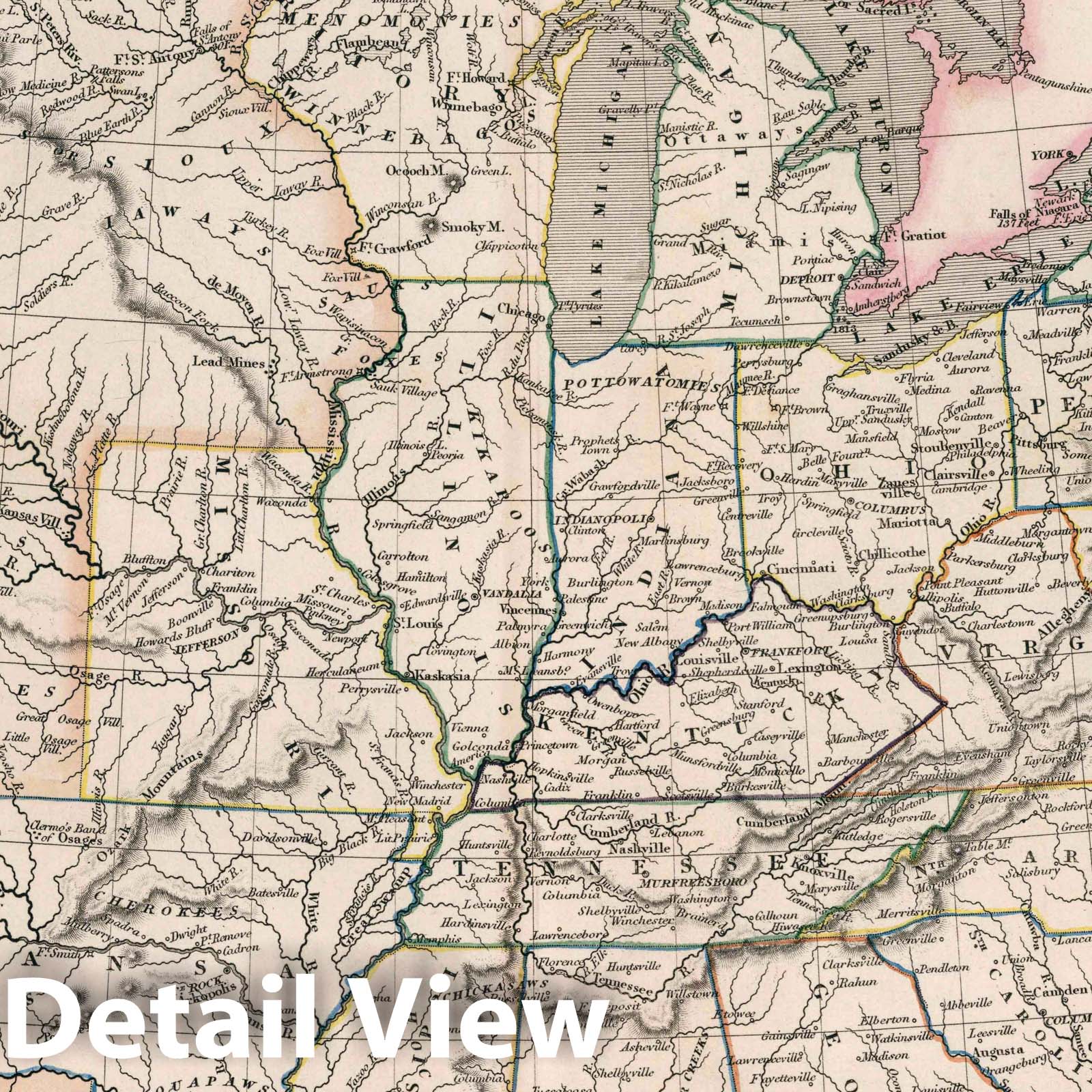United States - Road Map, 1836 - Historical Map Print