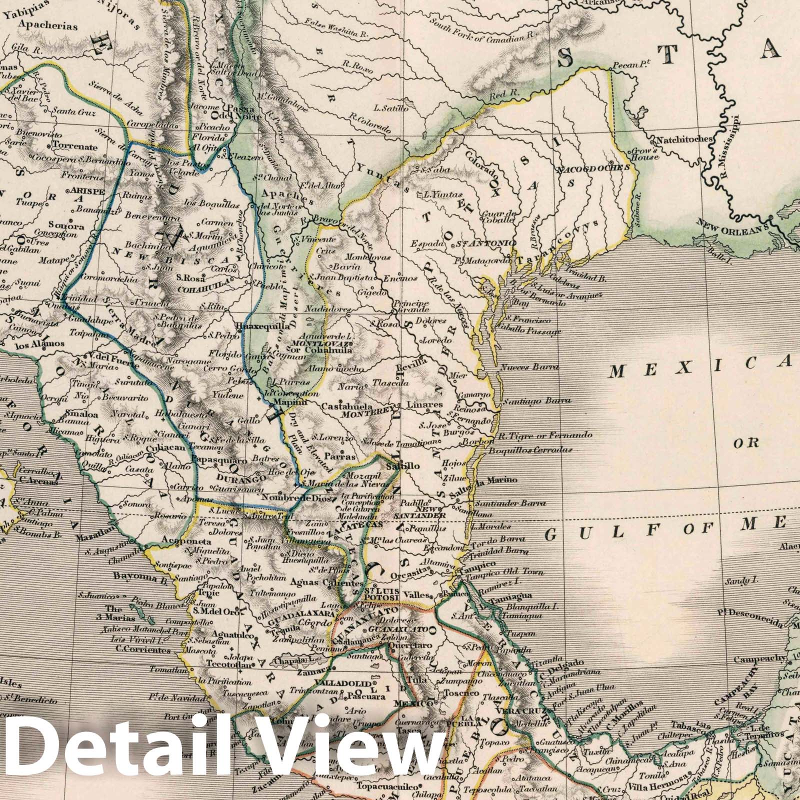 Mexico and Guatemala with inset Florida - Road Map, 1836
