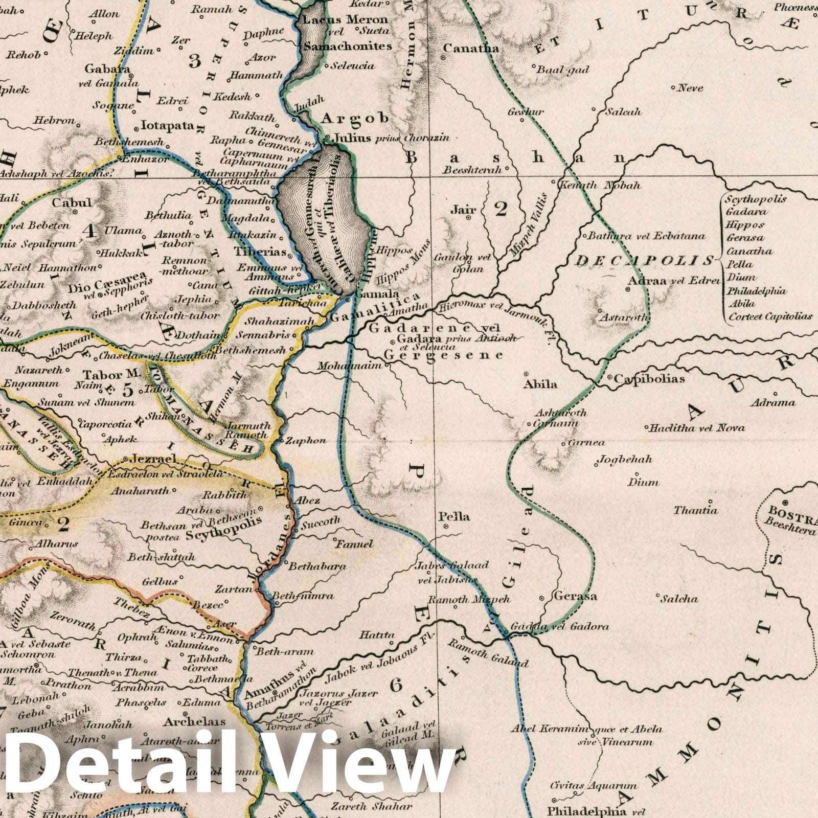Ancient Palestine - Road Map, 1836 - Historical Map Print