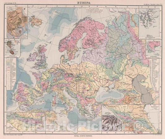 Historic Map : Europa. Entw. v. Herm. 1889, Ausg. 1889. Gest. v. A. Herrmann. Gotha: Justus Perthes, 1892 Atlas - Vintage Wall Art