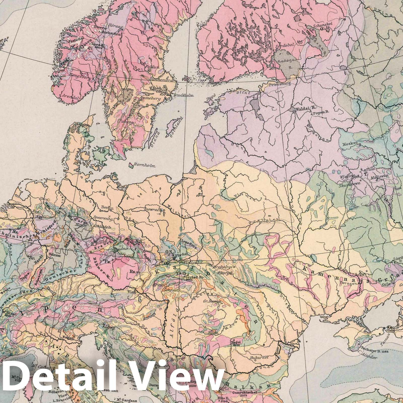 Europe - Nautical Chart, 1892 - Berghaus Atlas Historical Map Print