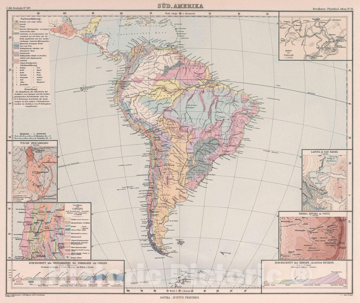 Historic Map : Sud-Amerika. Ubersicht von Nord-Amerika. Bearb. v. G. Steinmann u. H. , red. v. R. Luddecke. Ausgabe 1891. Gest. v. F. Geyer. Gotha, 1891 AtlasVintage Wall Art