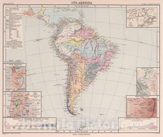 Historic Map : Sud-Amerika. Ubersicht von Nord-Amerika. Bearb. v. G. Steinmann u. H. , red. v. R. Luddecke. Ausgabe 1891. Gest. v. F. Geyer. Gotha, 1891 AtlasVintage Wall Art