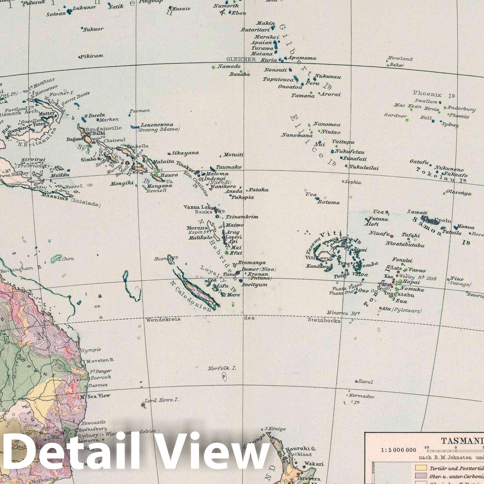 Oceania - Geology, 1888 - Berghaus Physikalischer Atlas Map Print