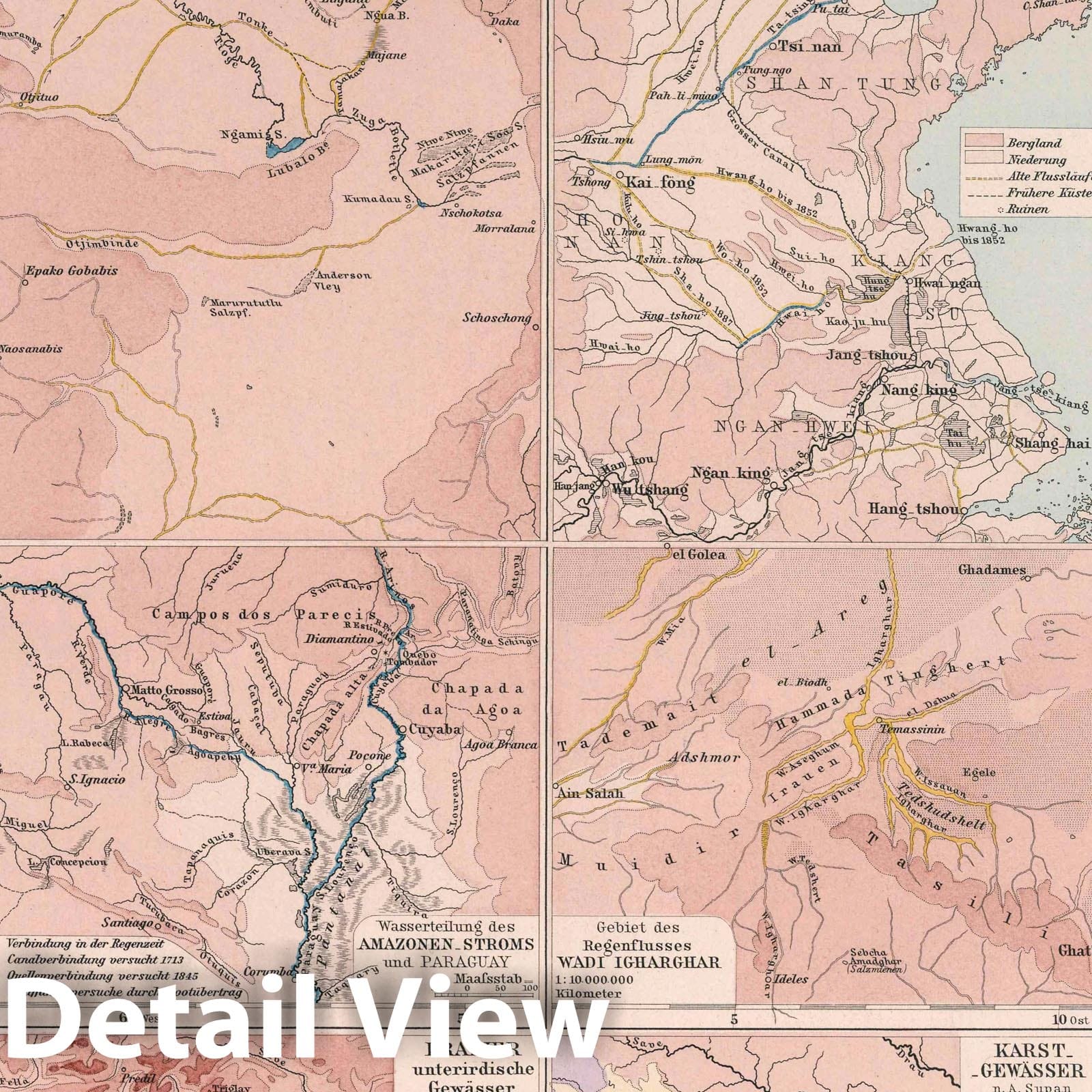 World Rivers and Waterfalls - Nautical Chart, 1890 - Historical Map Reproduction