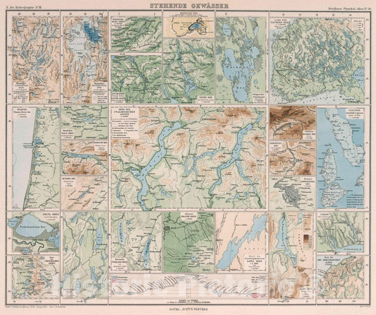 Historic Map : Stehende gewasser. Entw. v. Herm. 1890, Ausg. 1890. Red. v. R. Luddecke. Gest. v. F. Geyer. Gotha: Justus Perthes, 1890 Atlas - Vintage Wall Art