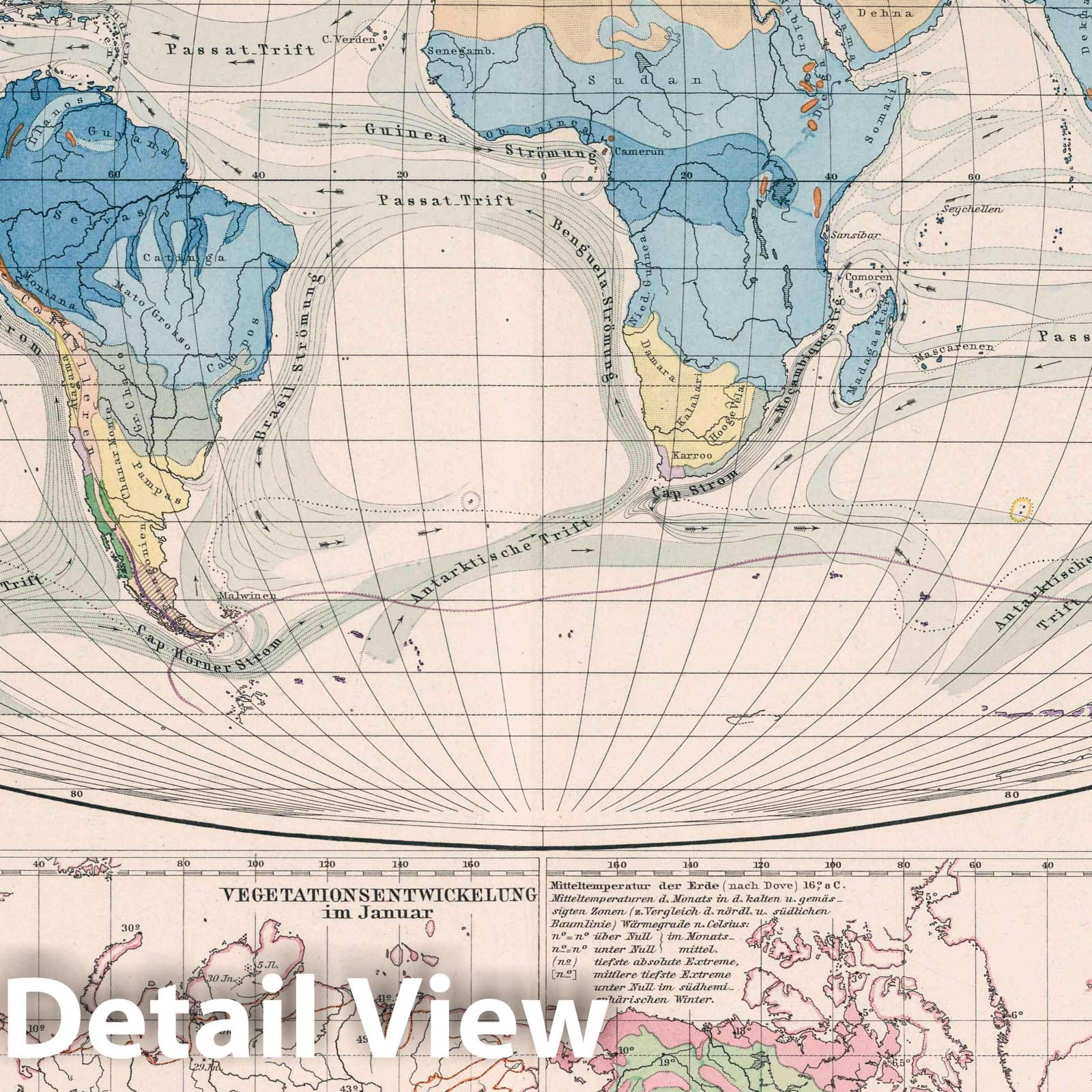 Vegetation Zones of the World - Geologic Map, 1886 - Berghaus Atlas Print