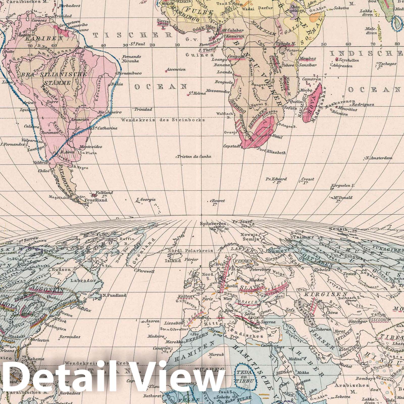 World Religions and Religious Practices - 1891 Historical Map Print