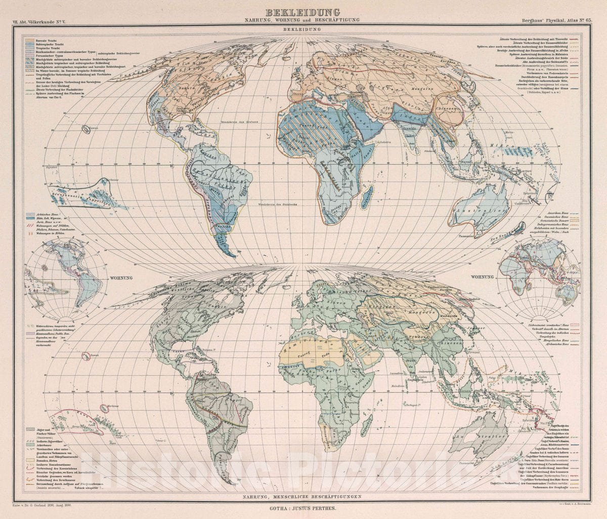 Historic Map : Bekleidung, Nahrung, Wohnung und Beschaftigung, 1890 Atlas - Vintage Wall Art