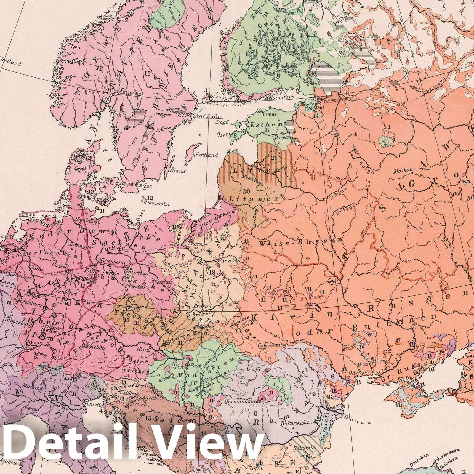 Europe - Ethnographic Map, 1890 - Berghaus Atlas Historical Reproduction