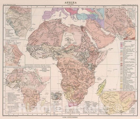 Historic Map : Afrika um 1800. Entw. v. Dr. G. Gerland,1886, Ausg. 1888, 1888 Atlas - Vintage Wall Art