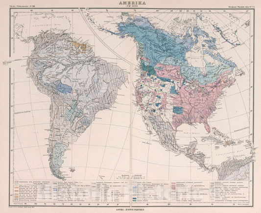 Historic Map : Amerika um 1800. Entw. v. Dr. G. Gerland,1885, Ausg. 1887, 1887 Atlas - Vintage Wall Art