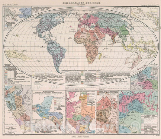 Historic Map : Die Sprachen der Erde bis um 1890, 1890 Atlas - Vintage Wall Art