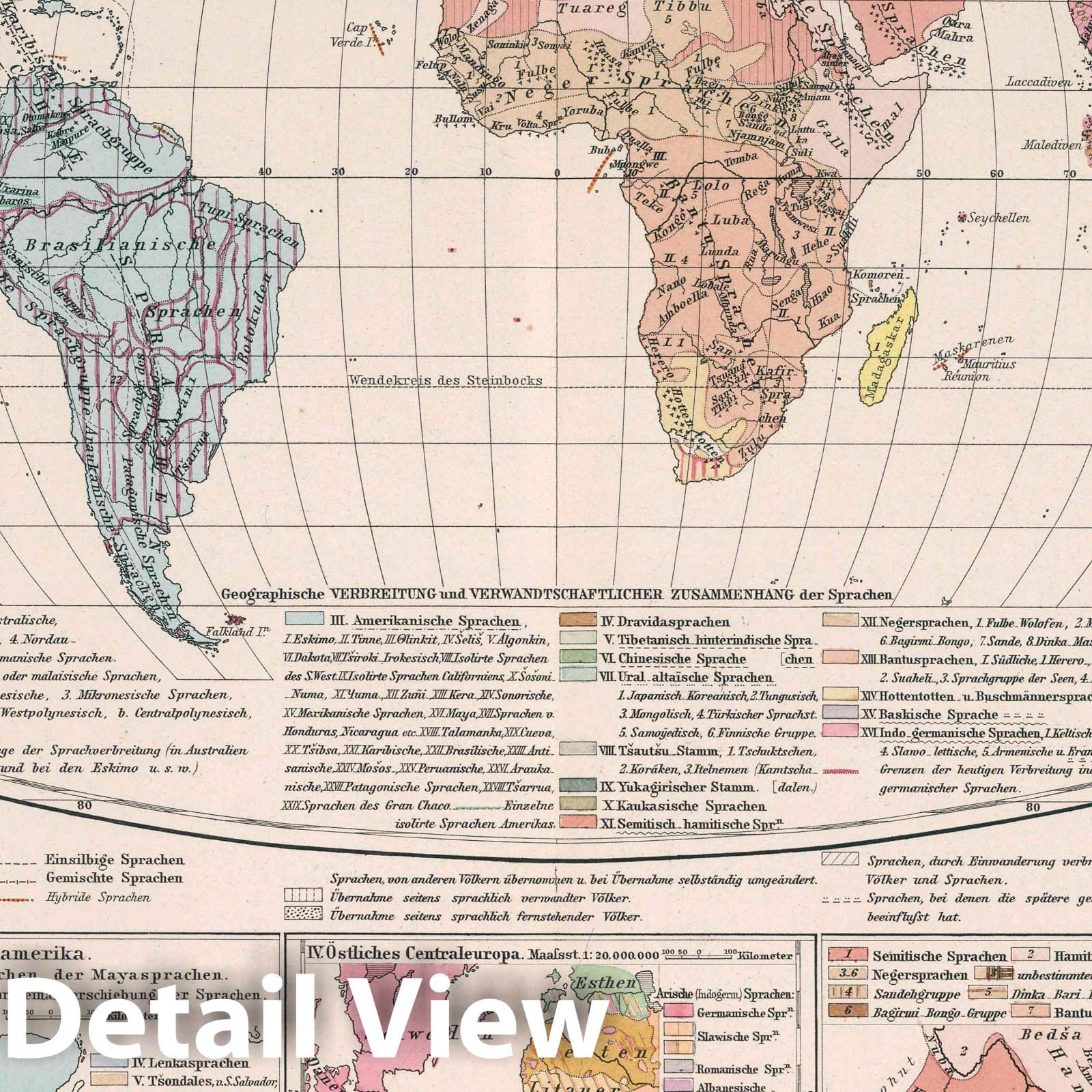 World Languages - Geologic Map, 1890 - Berghaus Atlas Historical Reproduction