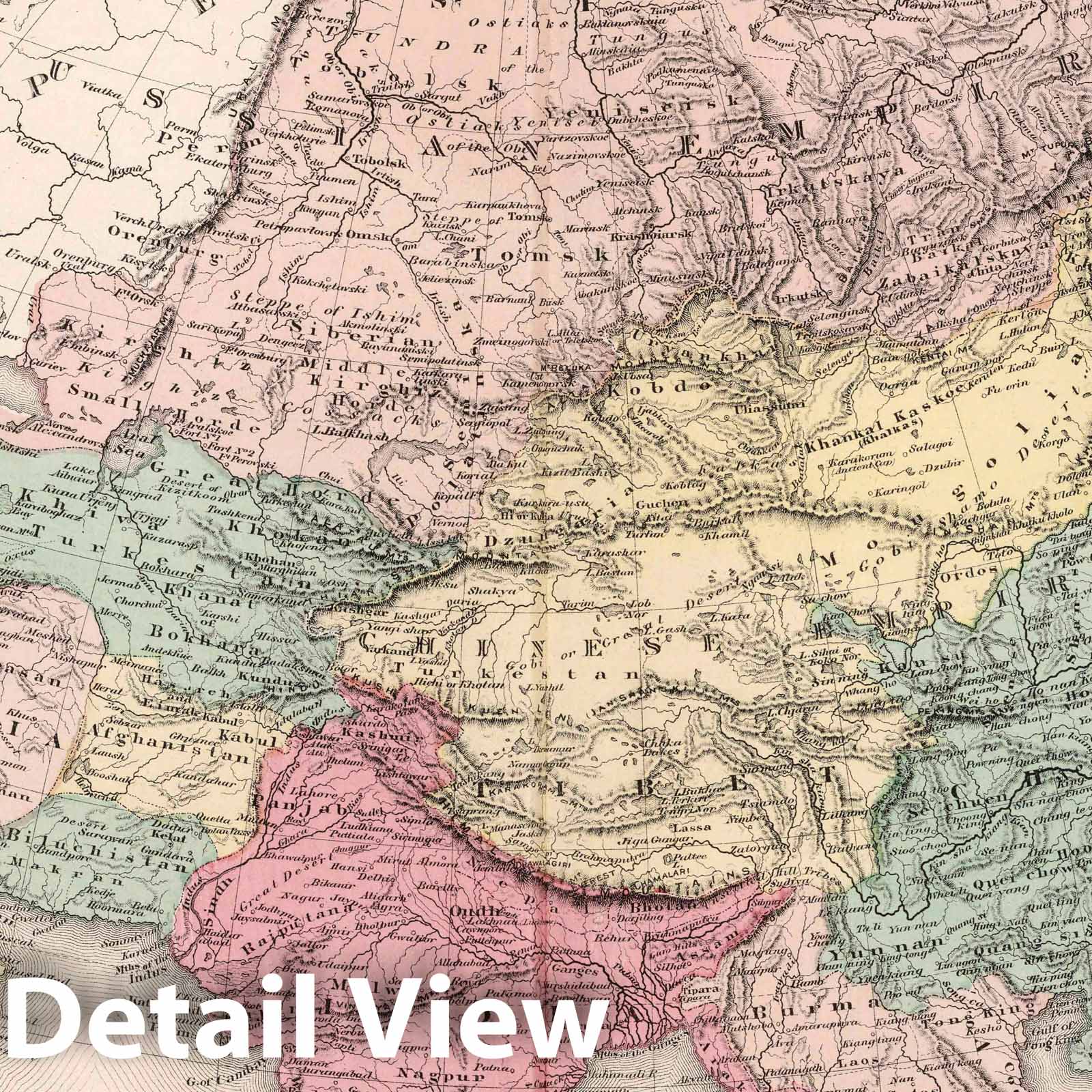 Asia - River Map, 1874 - Lloyd's Handy Atlas Historical Map Print