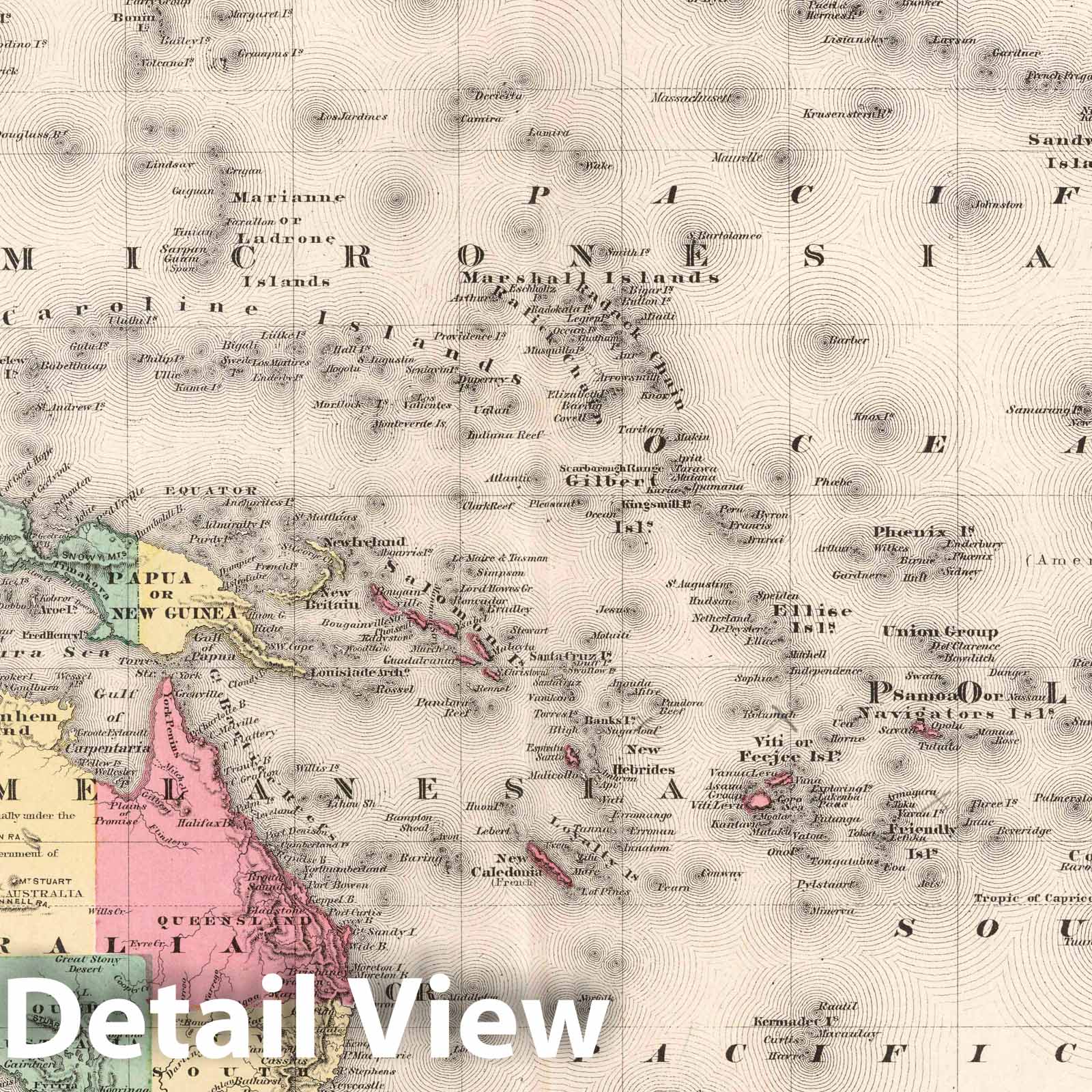 Oceanica - River Map, 1874 - Historical Map Print from Lloyd's Handy Atlas