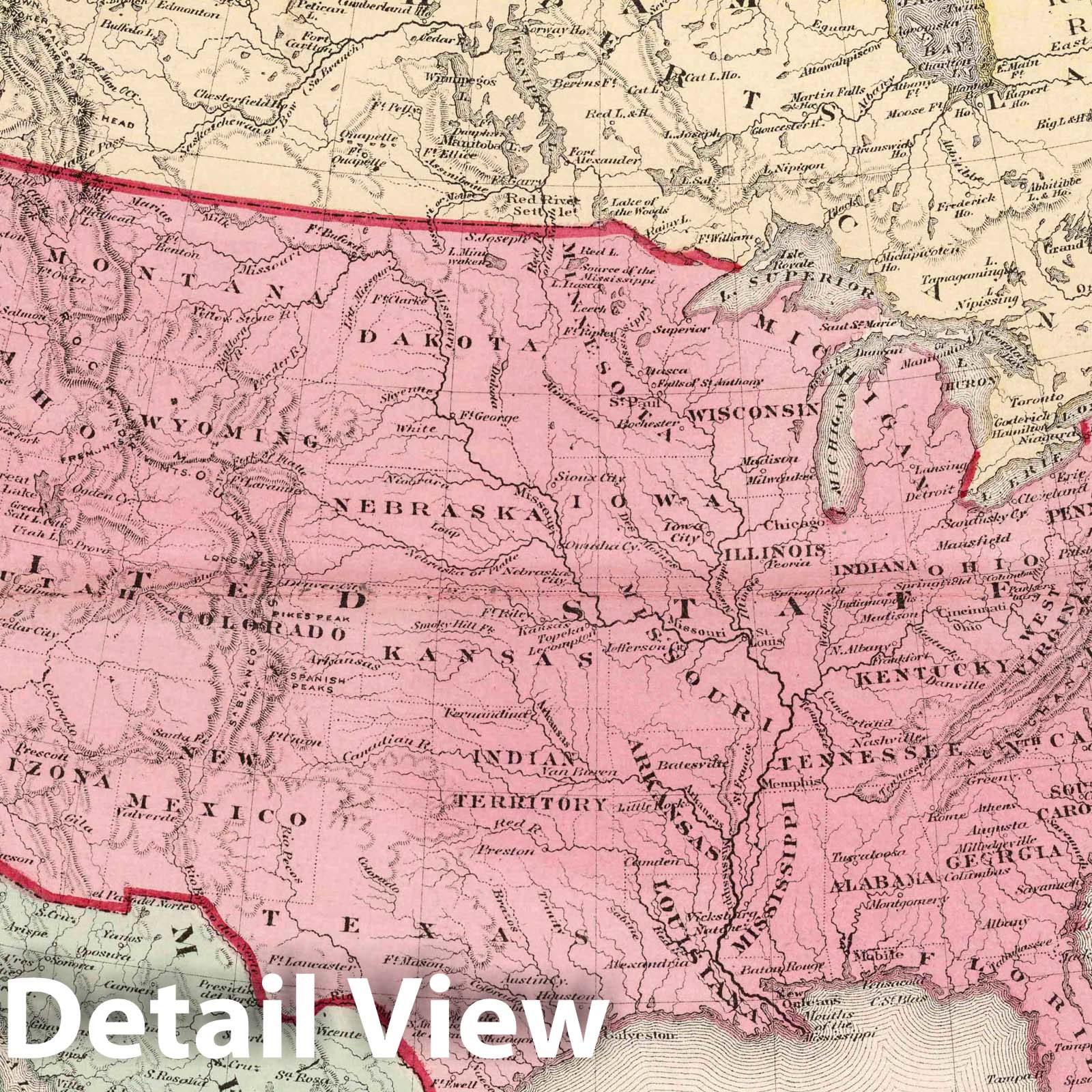 North America - River Map, 1874 - Lloyd's Handy Atlas Historical Map Print