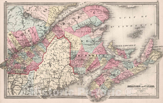 Historic Map : 1874 Dominion of Canada (Eastern Sheet) - Vintage Wall Art