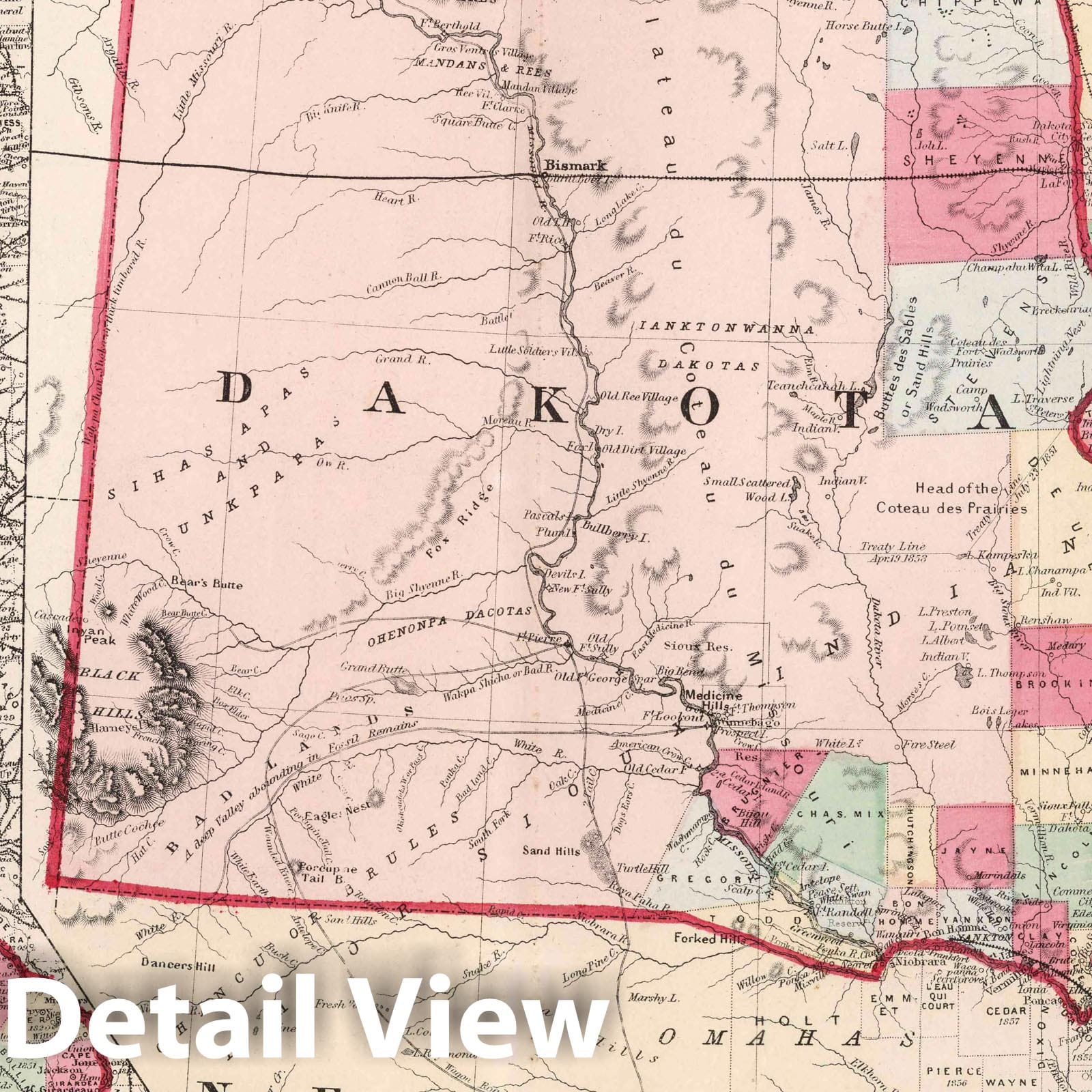 Missouri, Iowa, Minnesota, and Dakota - Railroad Map, 1874