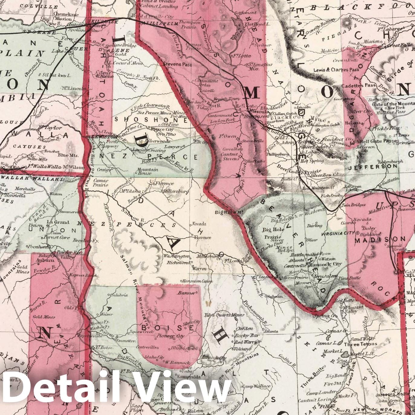 Oregon, Washington, Idaho, and Montana - Railroad Map, 1874