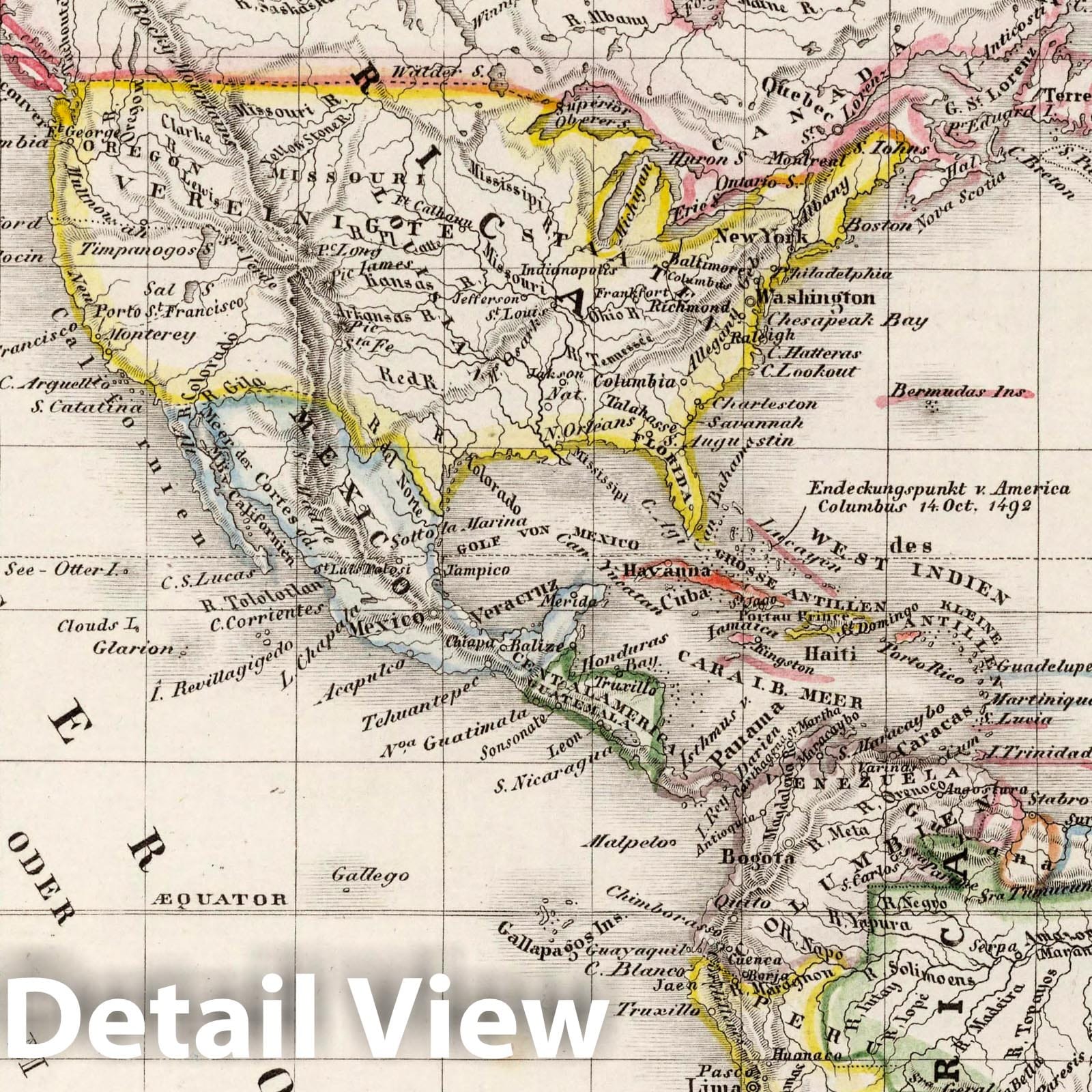 America - Boundary Map, 1849 - Historical Map Print