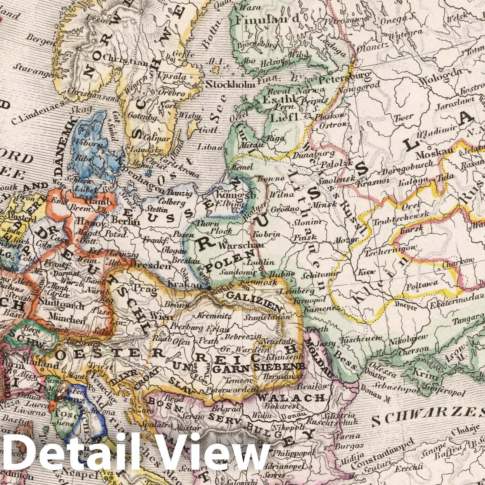 Europe - Boundary Map, 1854 - Historical Map Print