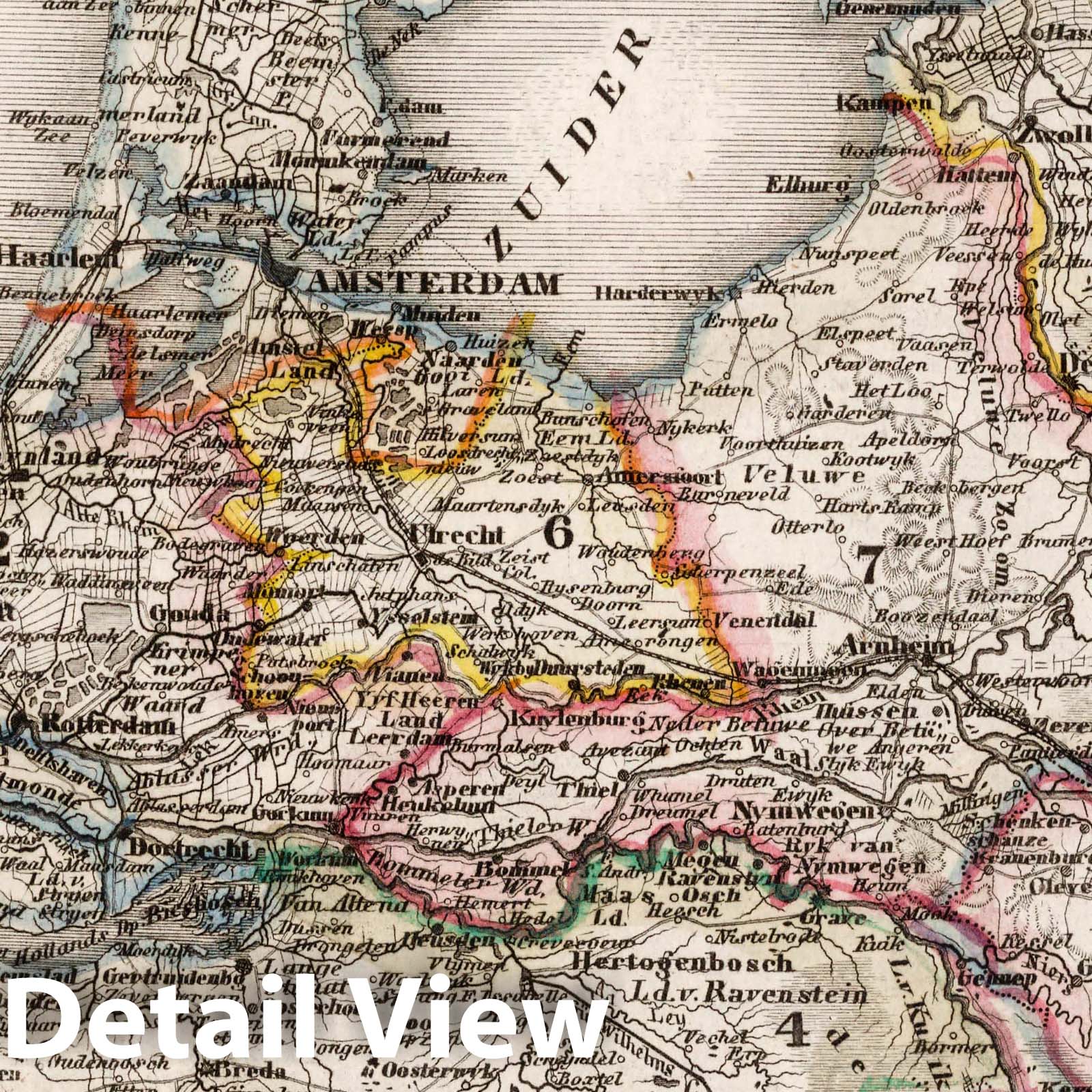 Kingdom of the Netherlands with insets Amsterdam - 1849 Historical Map Print