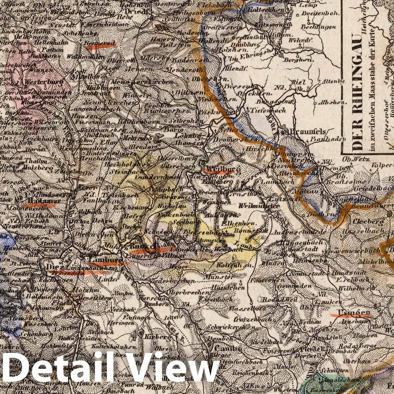 Hesse and Nassau, 1849 - Historical Map Print