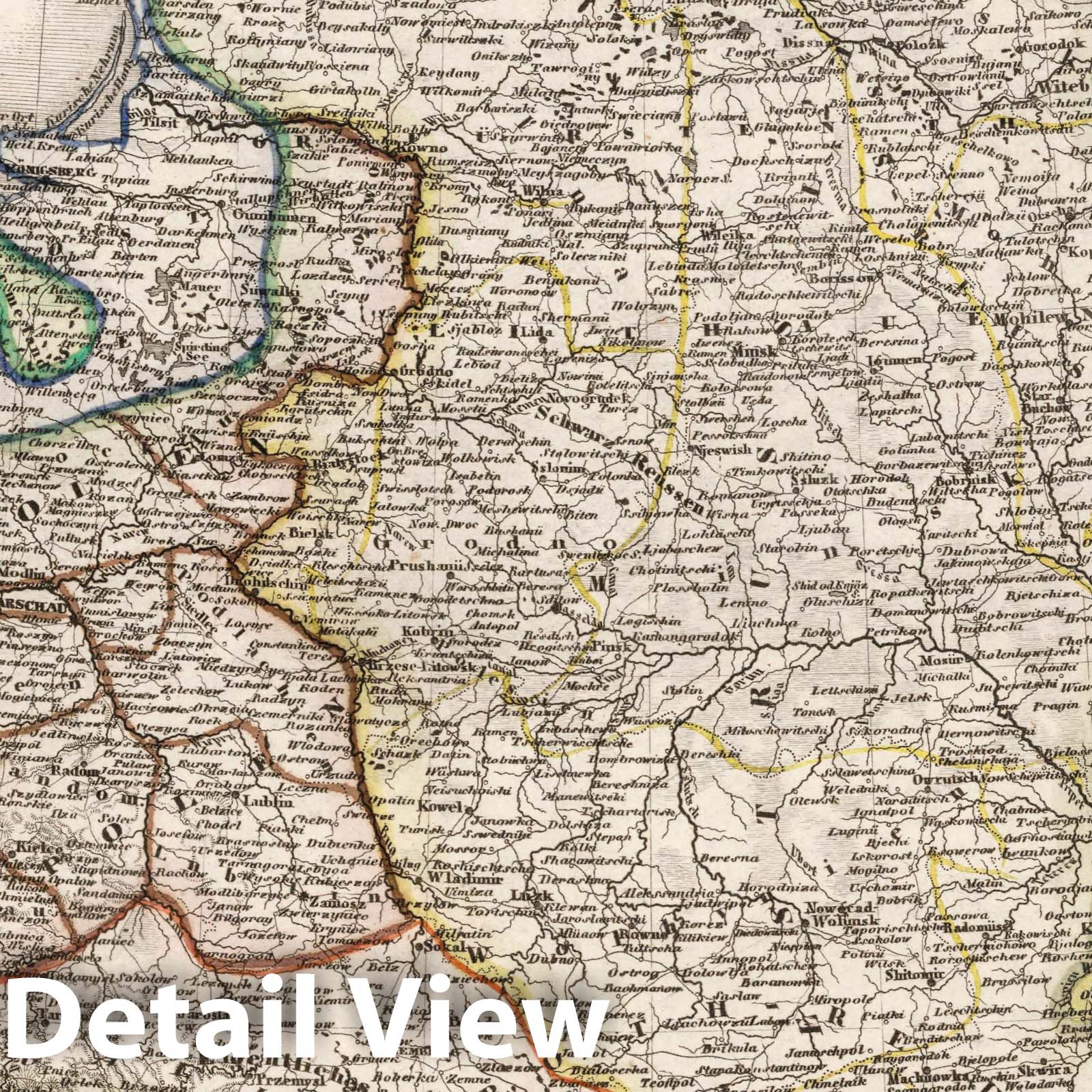 Poland: Republic of Poland and Kingdom of Poland, 1854 - Historical Map Print