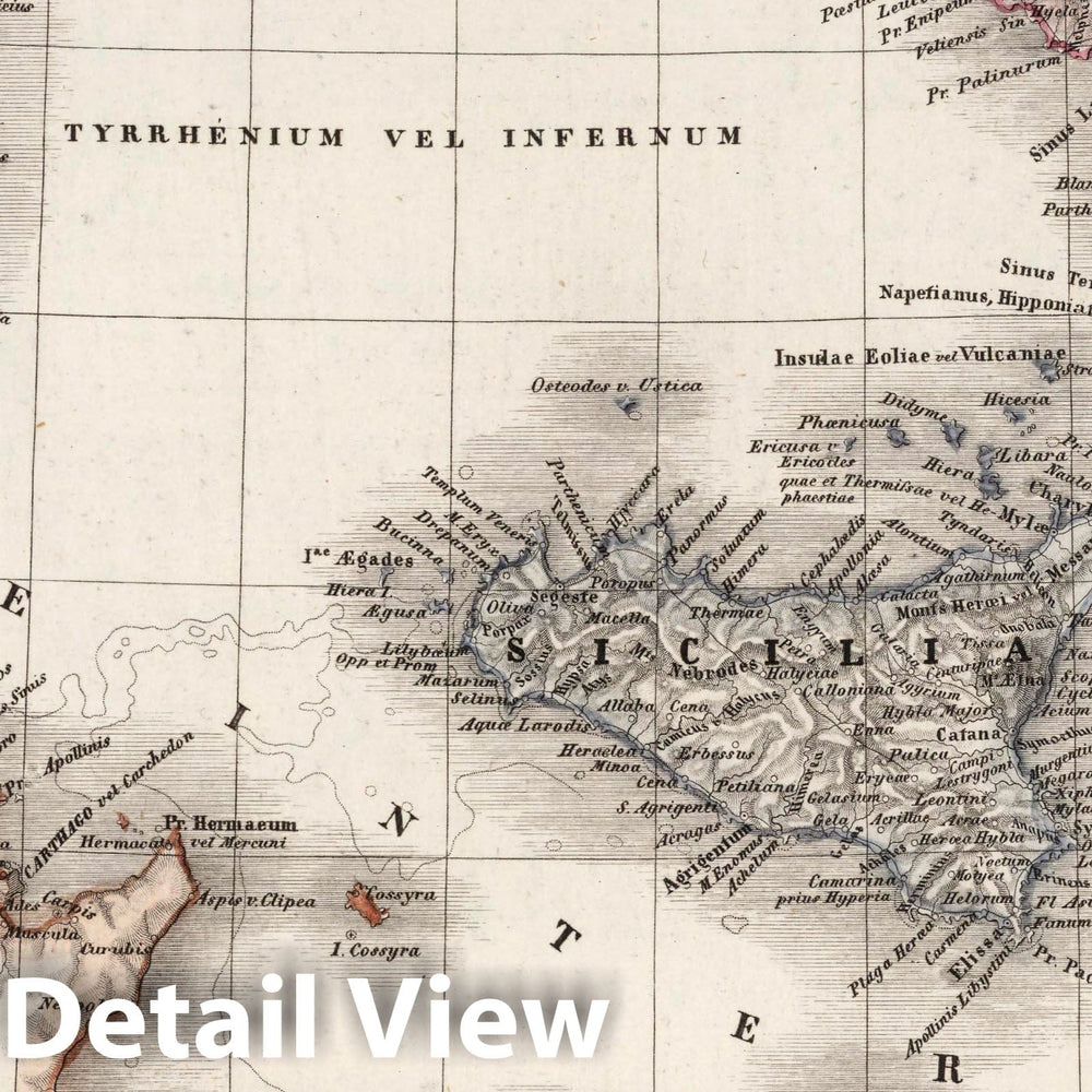 Historic Map : Italy, Italia Inferior. Stich, Druck und verlag der geographischen Anstalt des Bibliographischen Instituts , Vintage Wall Art