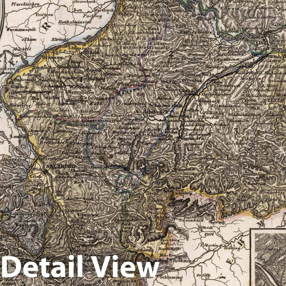 Historic Map : Austria, Erzherzogthums Oestreich : Ob Der Enns, 1852 Atlas , Vintage Wall Art