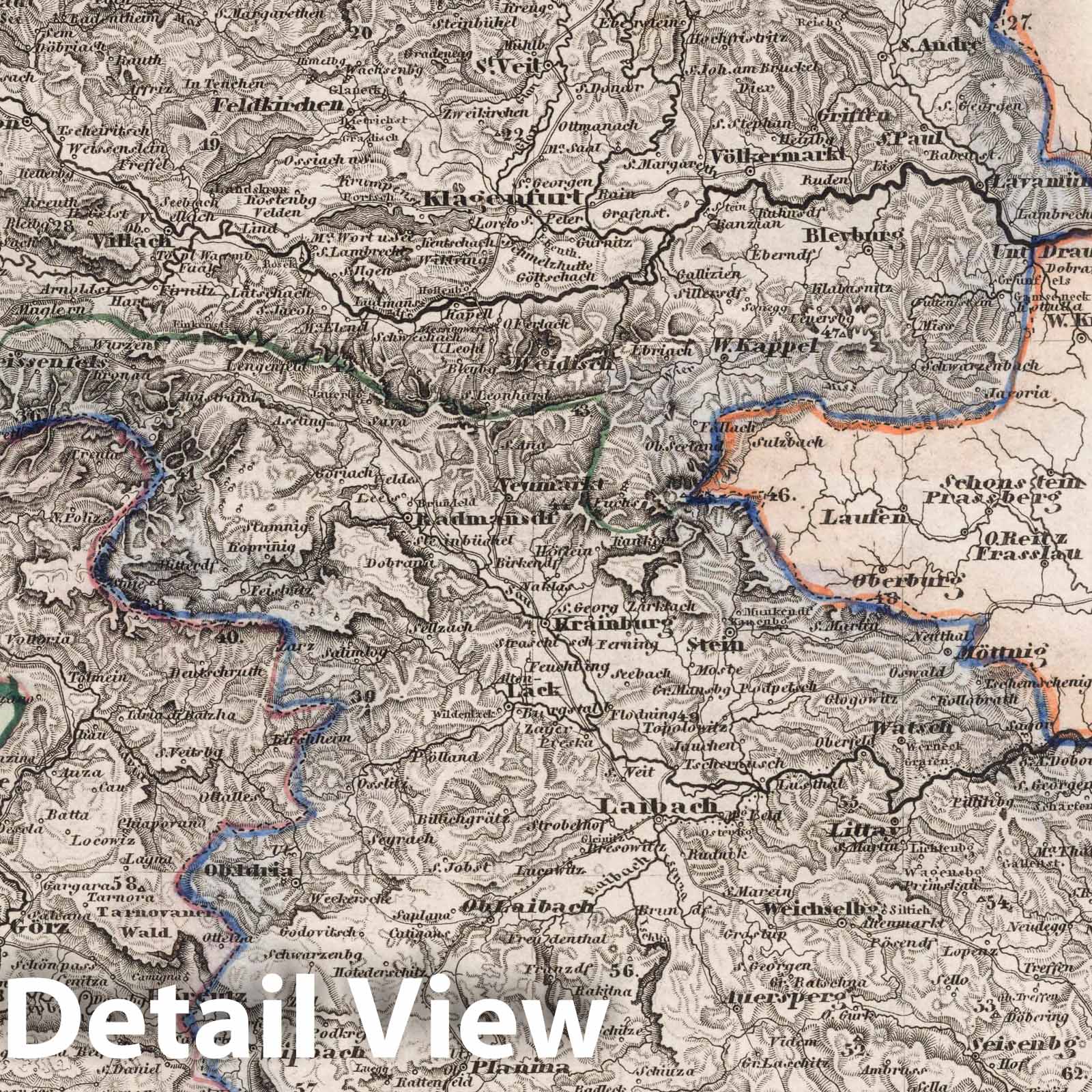 Carinthia and Carniola, 1852 - Historical Map Print