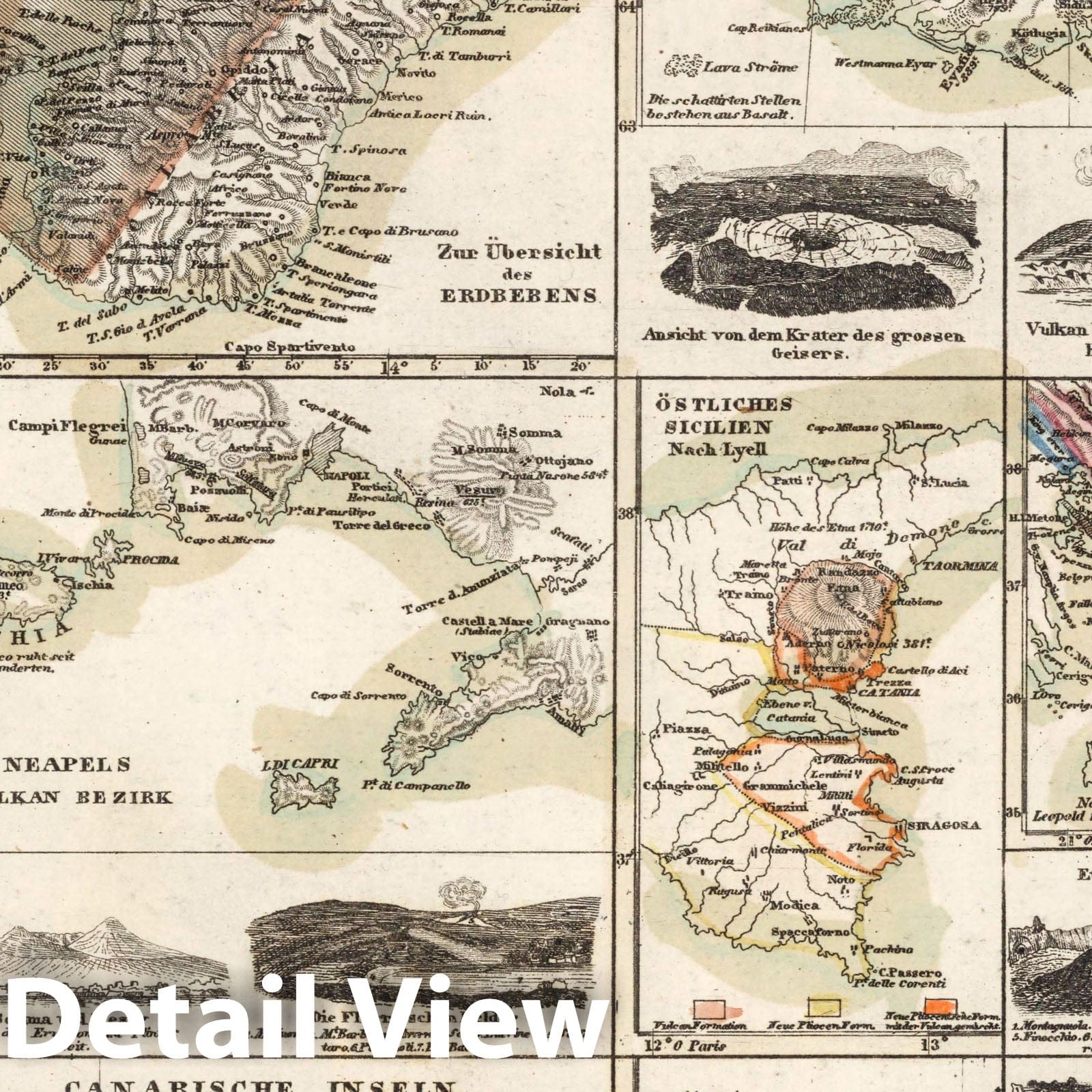 Volcanic Zones of the Atlantic Ocean, 1853 - Historical Map Print