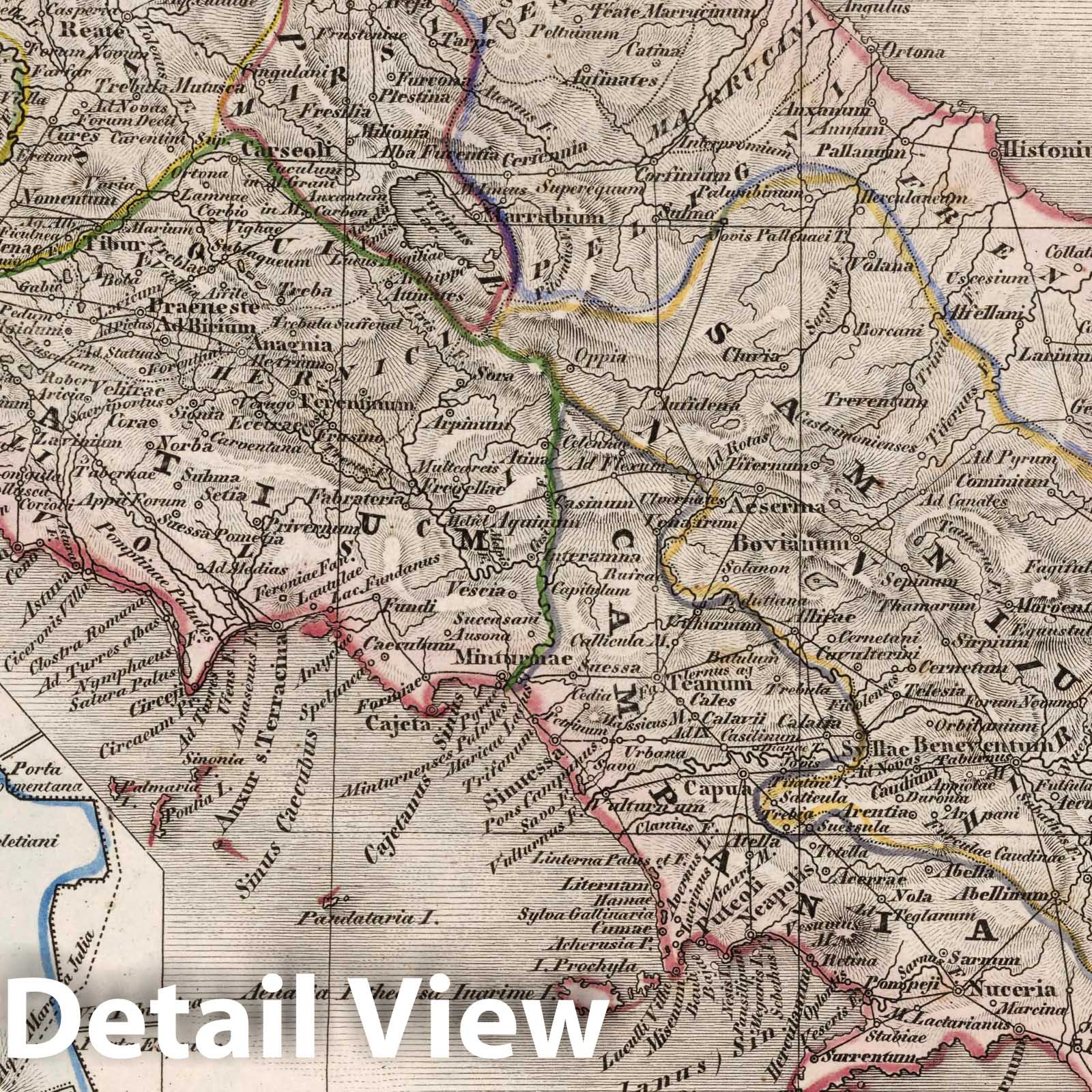 Central Italy with Rome - Boundary Map, 1854 - Meyer's Atlas