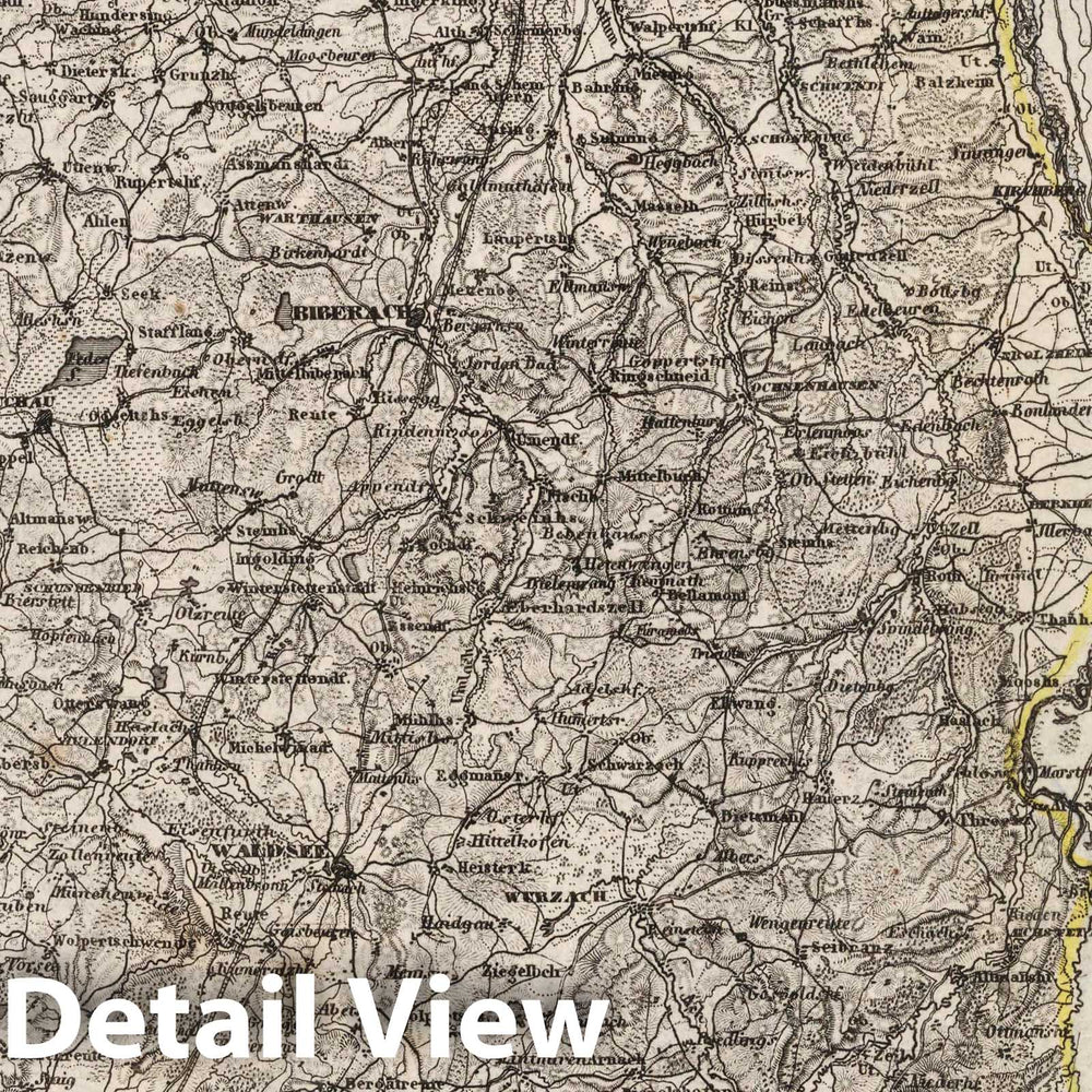 Historic Map : Germany, Sudostlicher Theil vom Donau-Kreis im Konigreich Wurtemberg , Vintage Wall Art